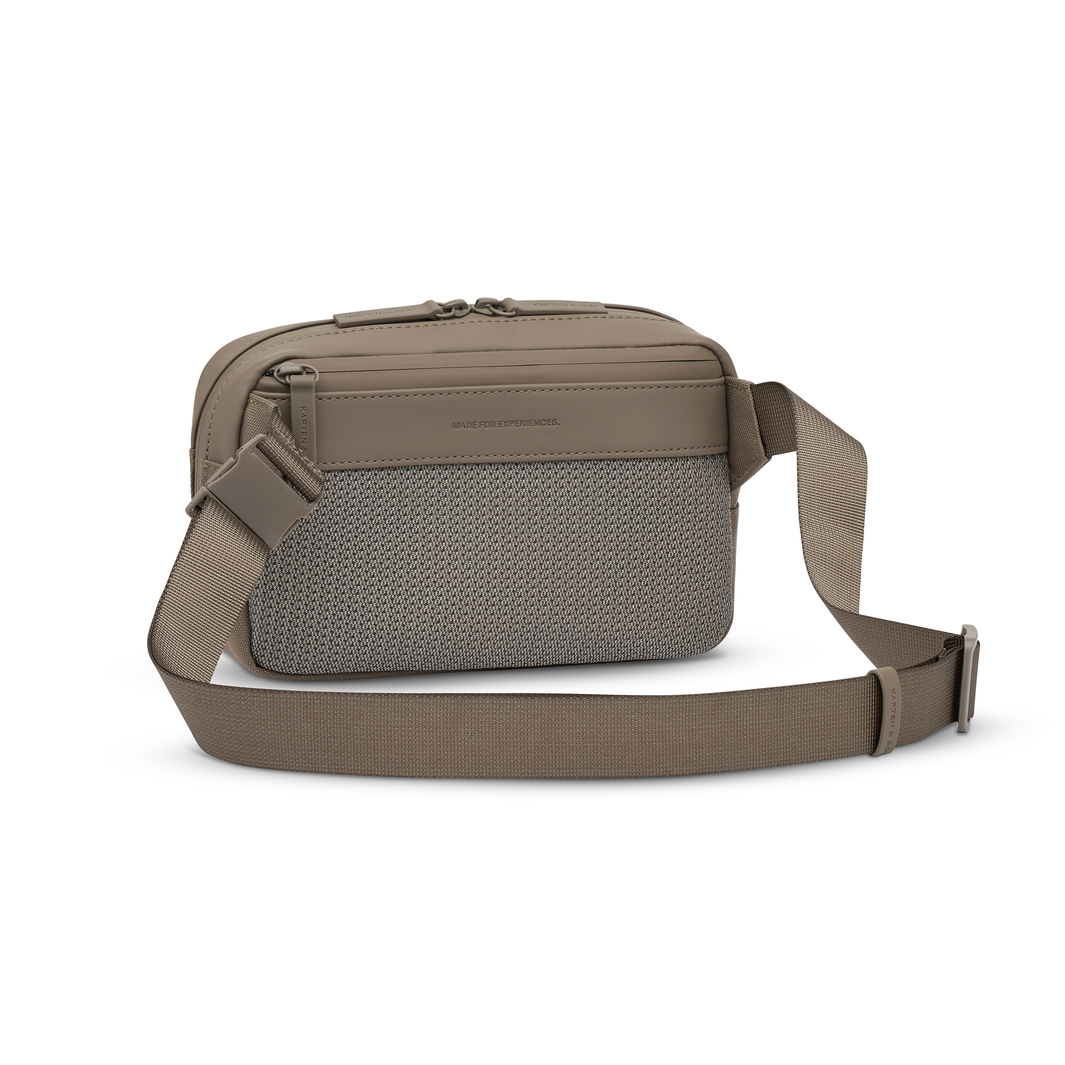Kapten & Son Bergen Pro Crossbody Walnut Umhängetasche Gürtel und Rückseite
