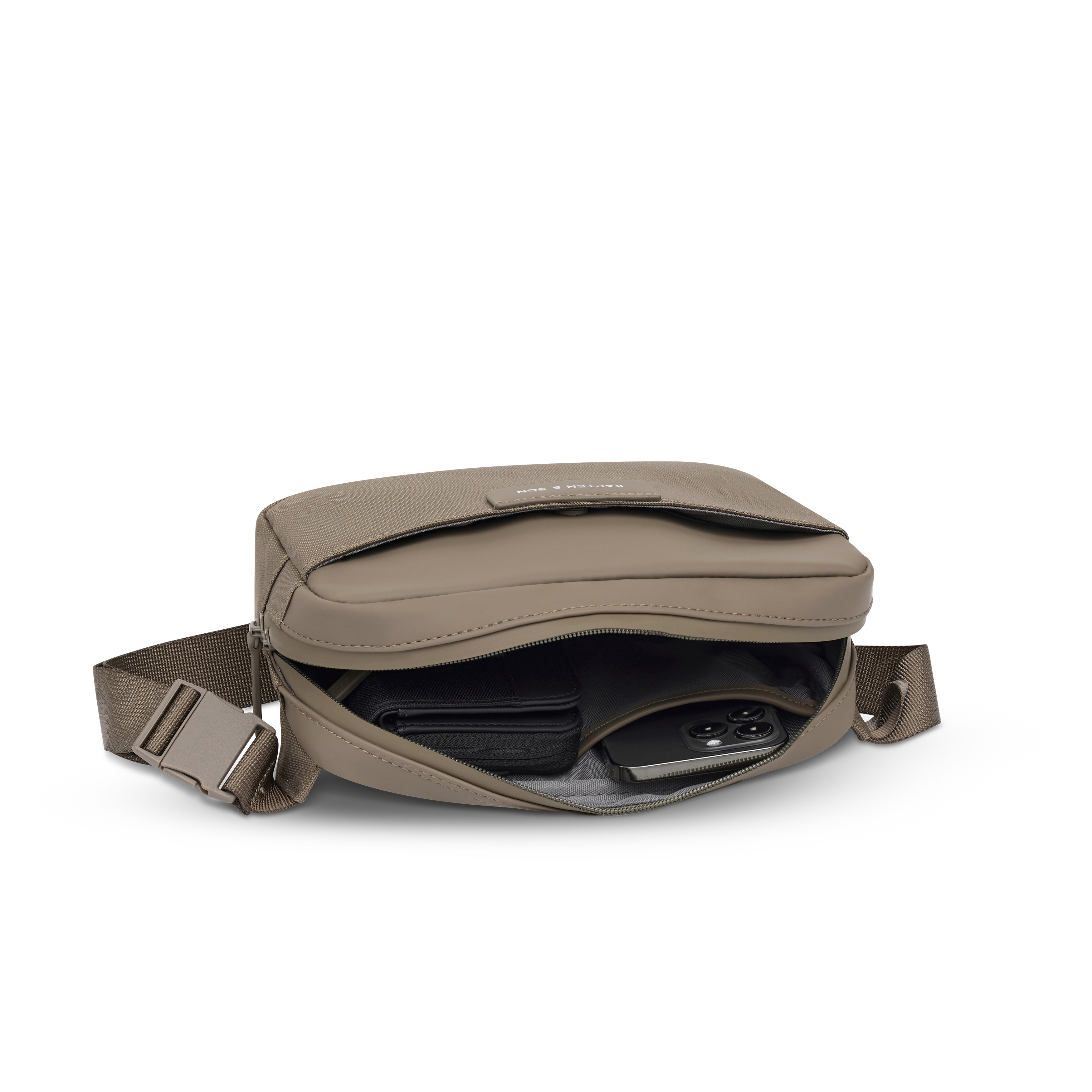 Kapten & Son Bergen Pro Crossbody Walnut Umhängetasche Innenansicht
