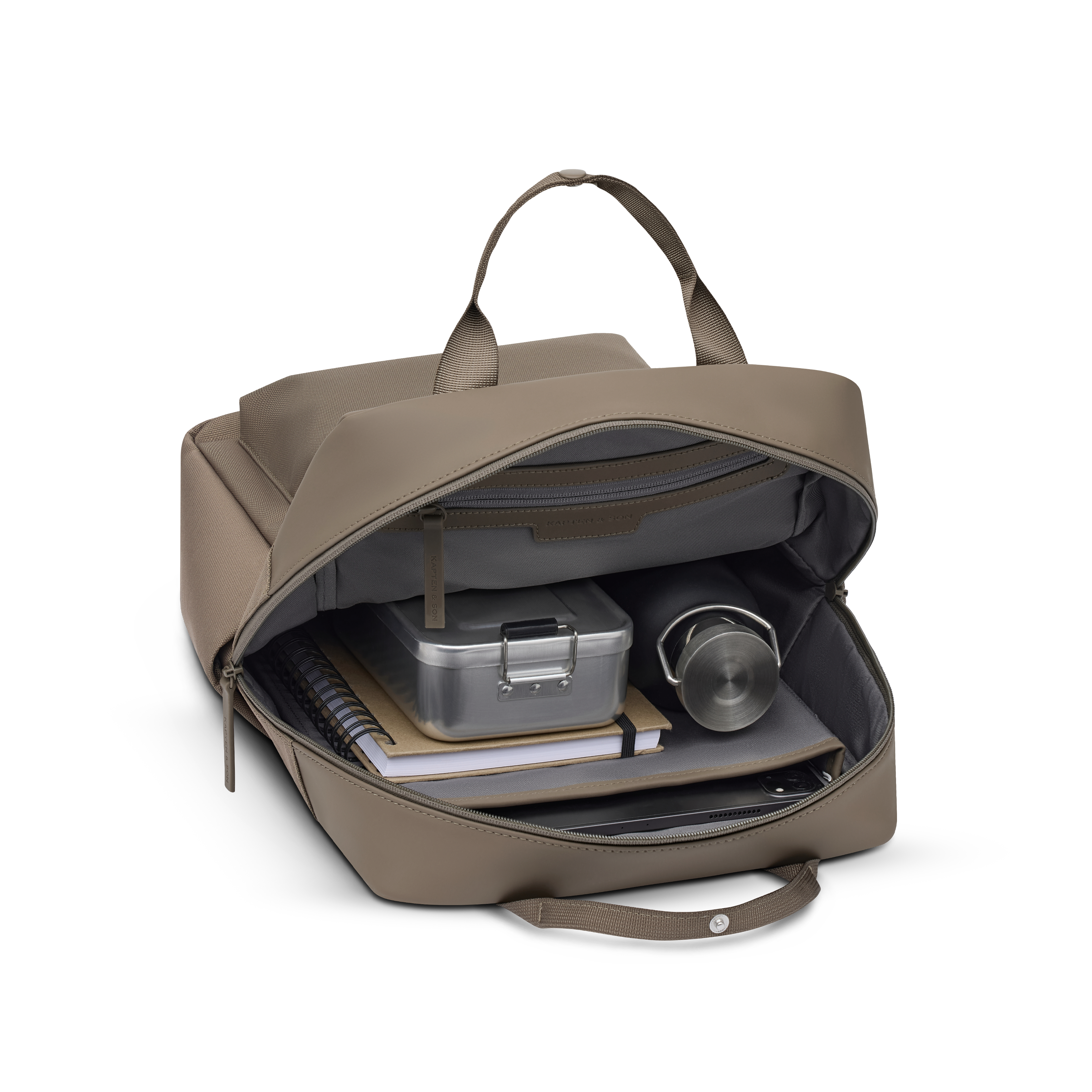 Sac à dos Kapten & Son Bergen Walnut, vue du compartiment intérieur