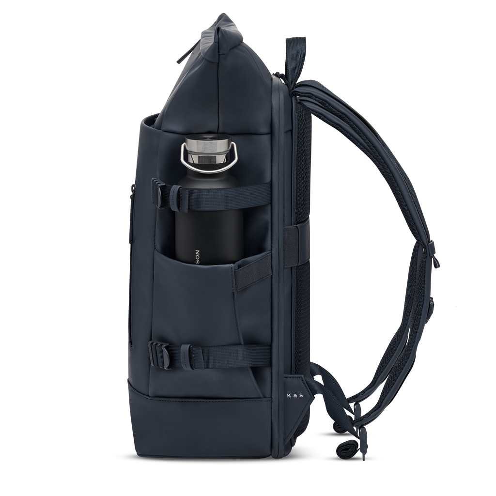 Sac à dos Helsinki Pro de Kapten & Son en couleur Navy Blue, vue de côté