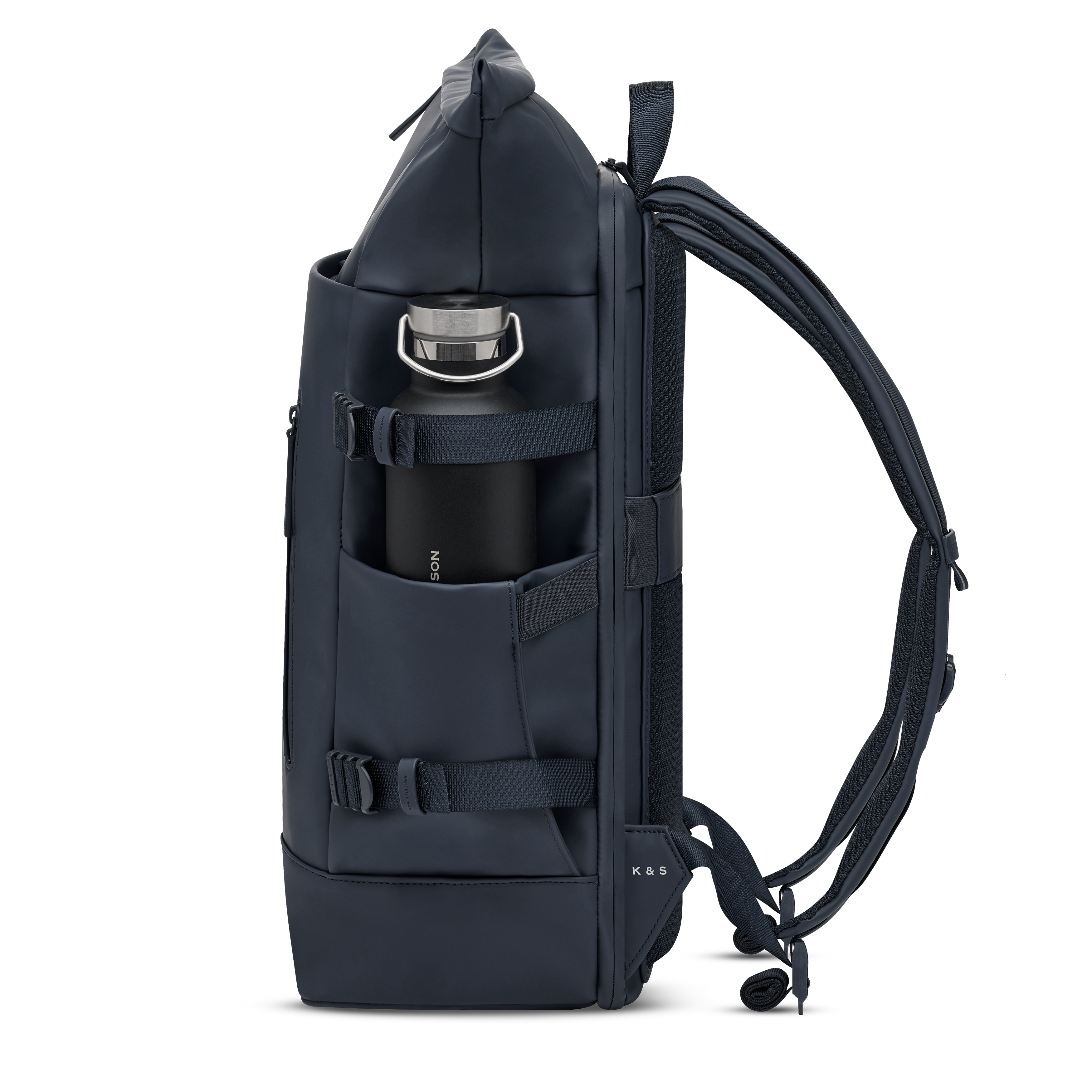 Sac à dos Helsinki Pro de Kapten & Son en couleur Navy Blue, vue de côté