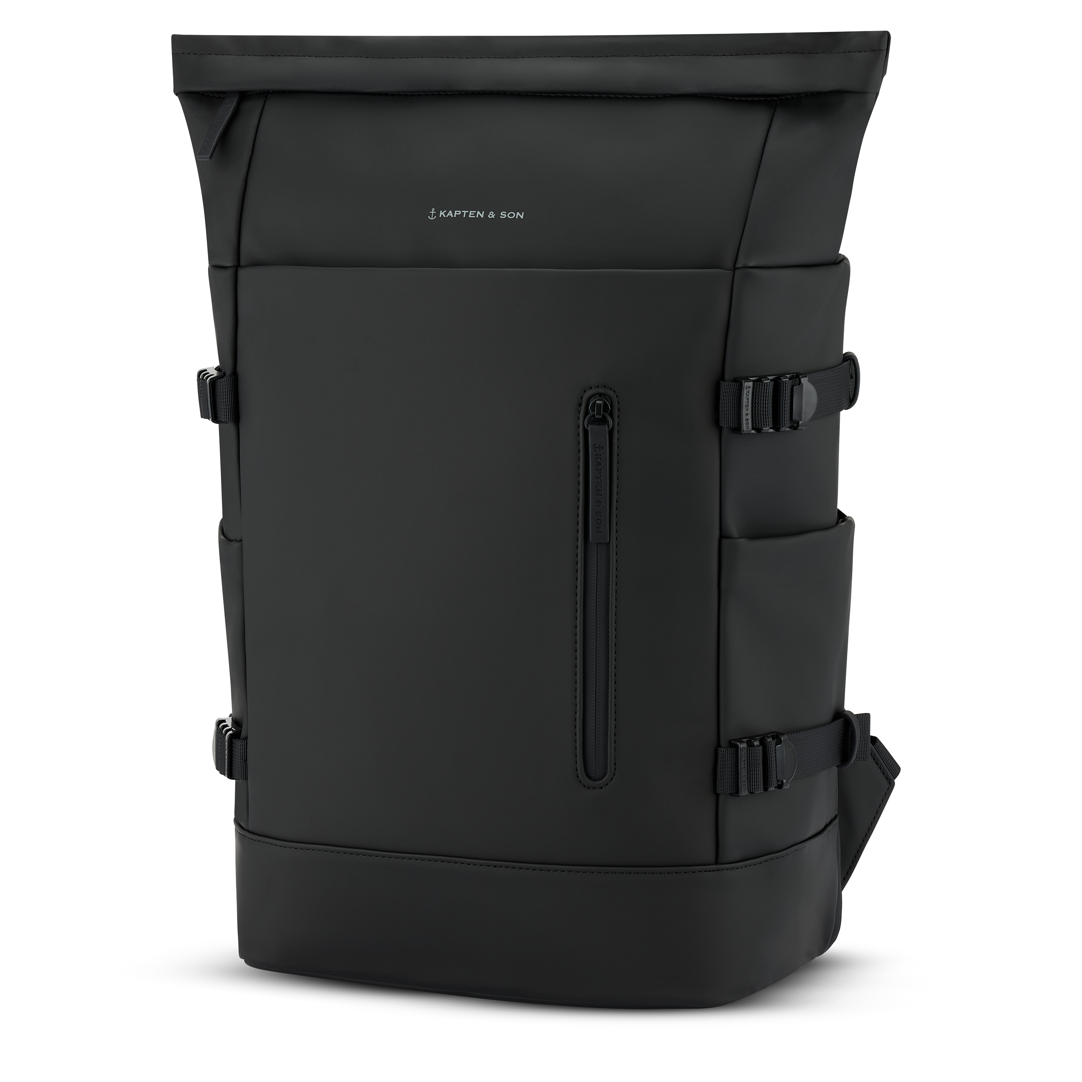 Kapten & Son Helsinki Pro All Black Rucksack Front- Seitenansicht