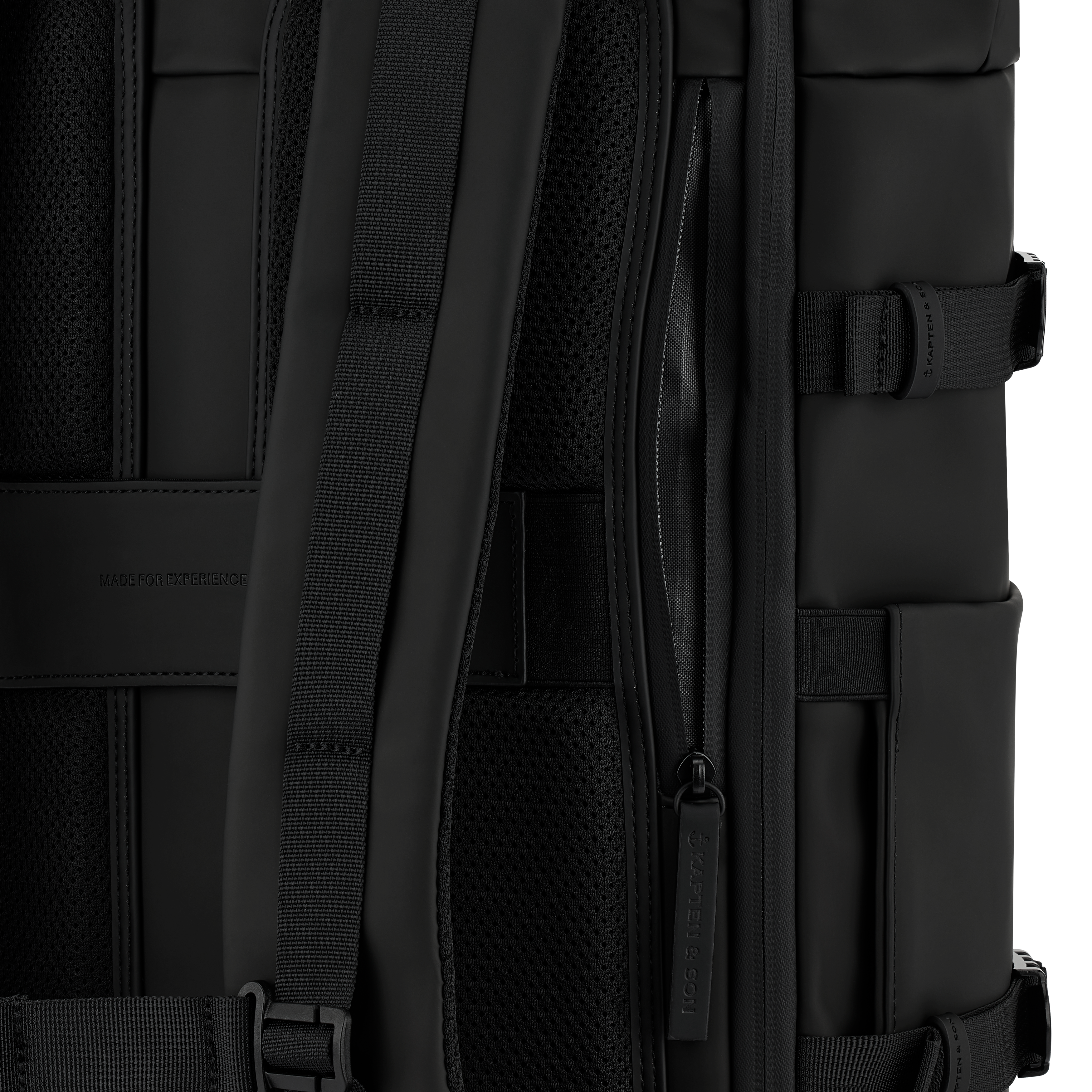 Kapten & Son Helsinki Pro All Black Rucksack Antidiebstahlfach Detail
