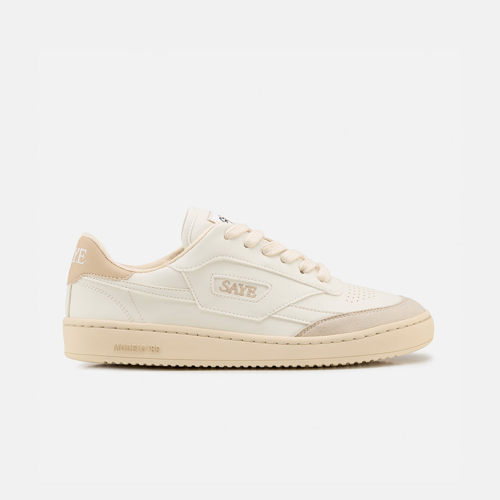 Sneaker Saye blanc et beige Modelo 89 avec semelle cream vue lateral