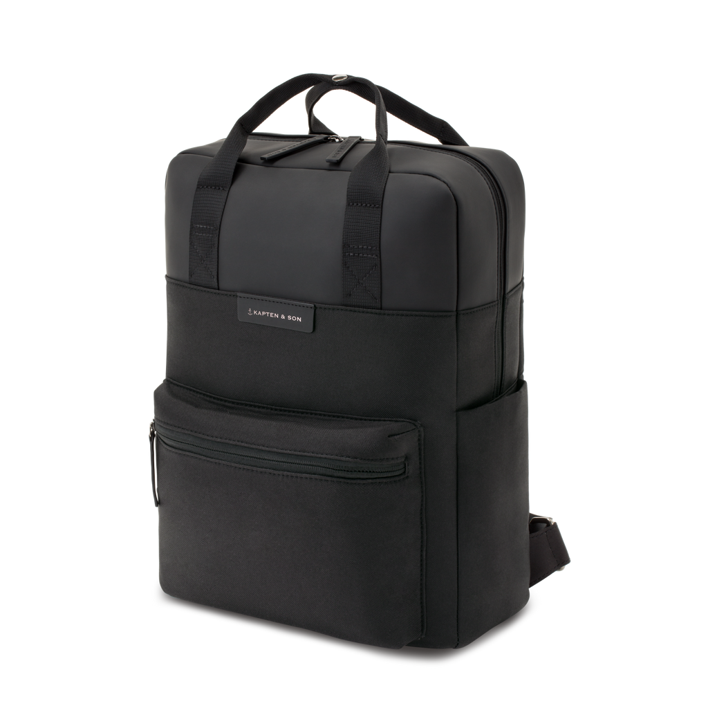 Sac à dos Kapten & Son Bergen All Black, vue de côté, design noir élégant