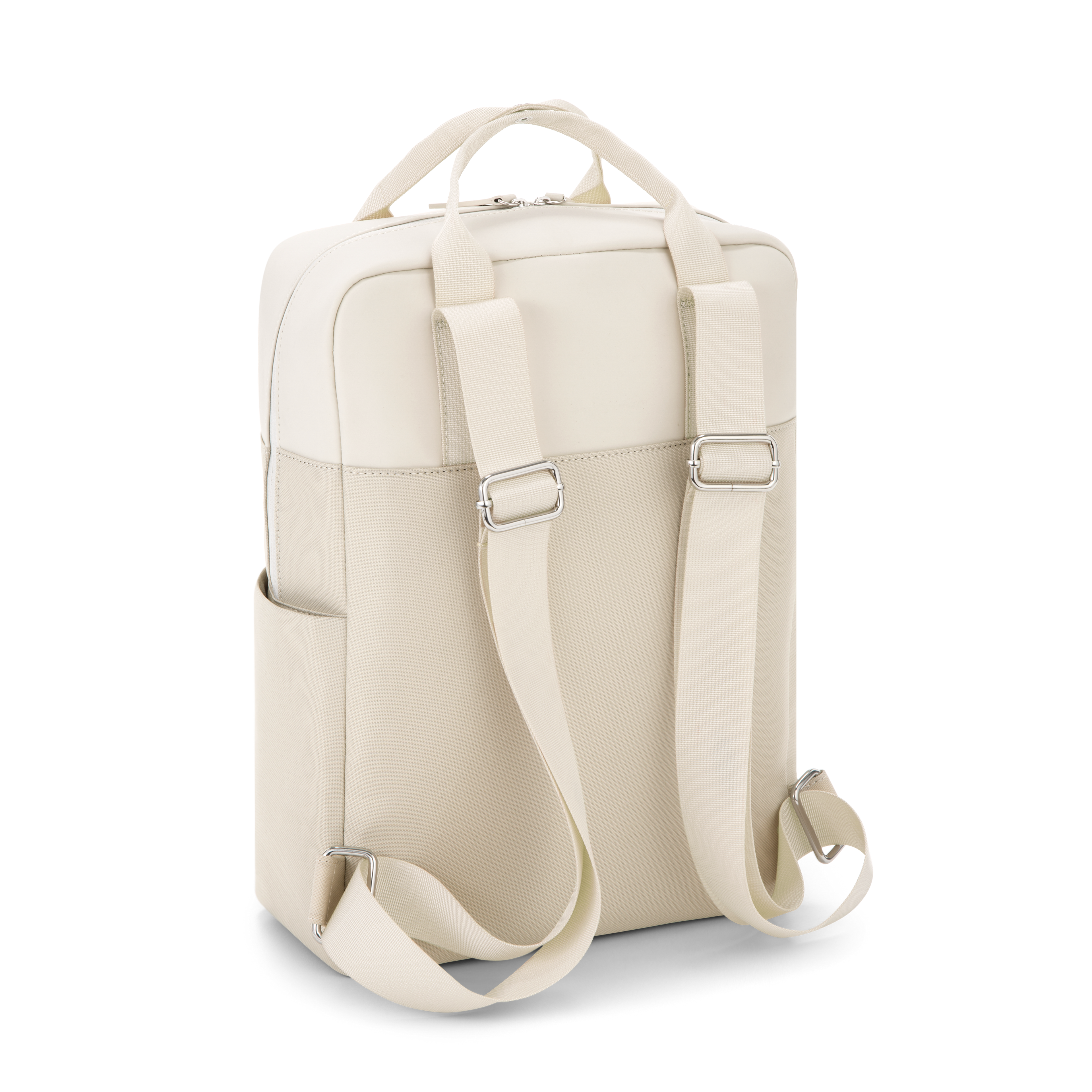 Sac à dos Kapten & Son Bergen Sandstone, vue de dos, 15 L, résistant à l’eau, compartiment pour ordinateur 14", beige clair