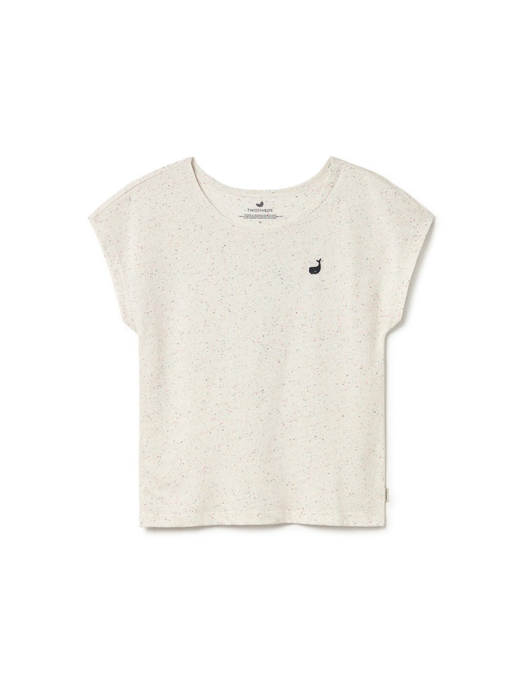 T-shirt sans manches de TwoThirds avec rayures blanches et tissu à petits grains, vue de face avec logo de la marque brodé sur la poitrine gauche