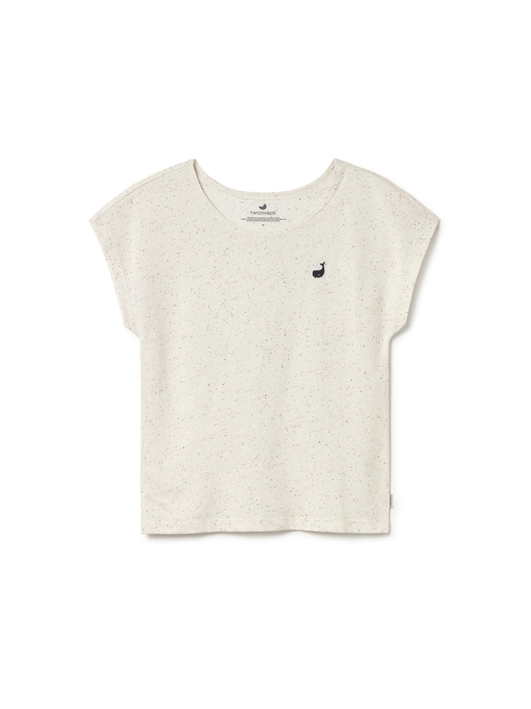 T-shirt sans manches de TwoThirds avec rayures blanches et tissu à petits grains, vue de face avec logo de la marque brodé sur la poitrine gauche