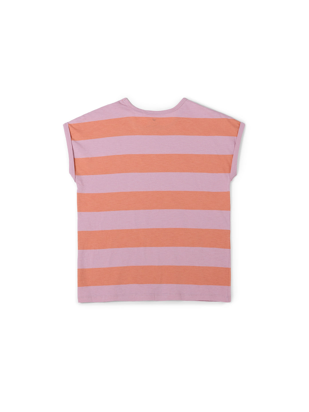 Ärmelloses Santandria T-Shirt von TwoThirds in Rosa und Orange gestreift, Rückenansicht 