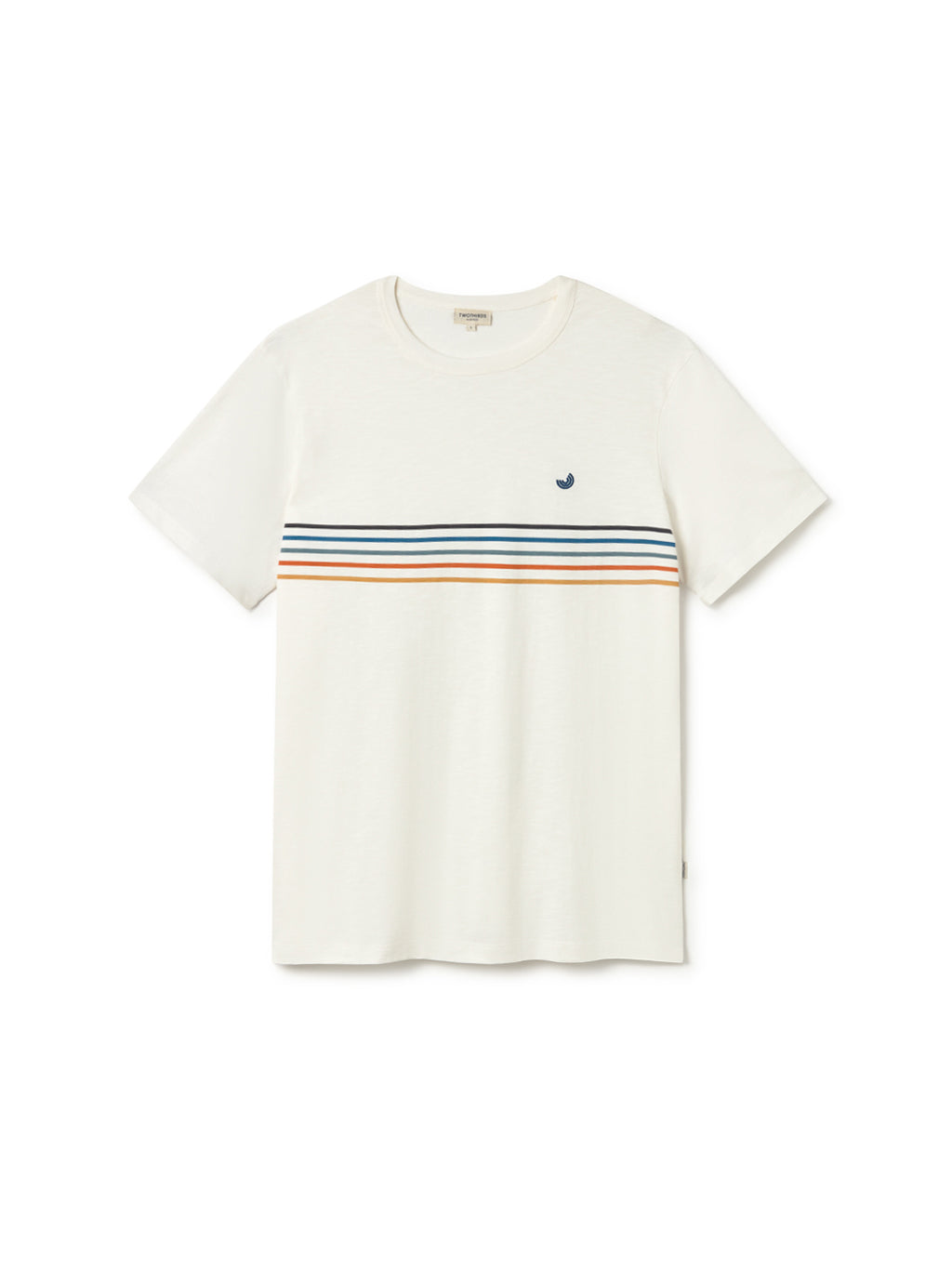 T-shirt à manches courtes Hauula de TwoThirds en blanc avec cinq rayures au niveau de la poitrine pour hommes, vue de face