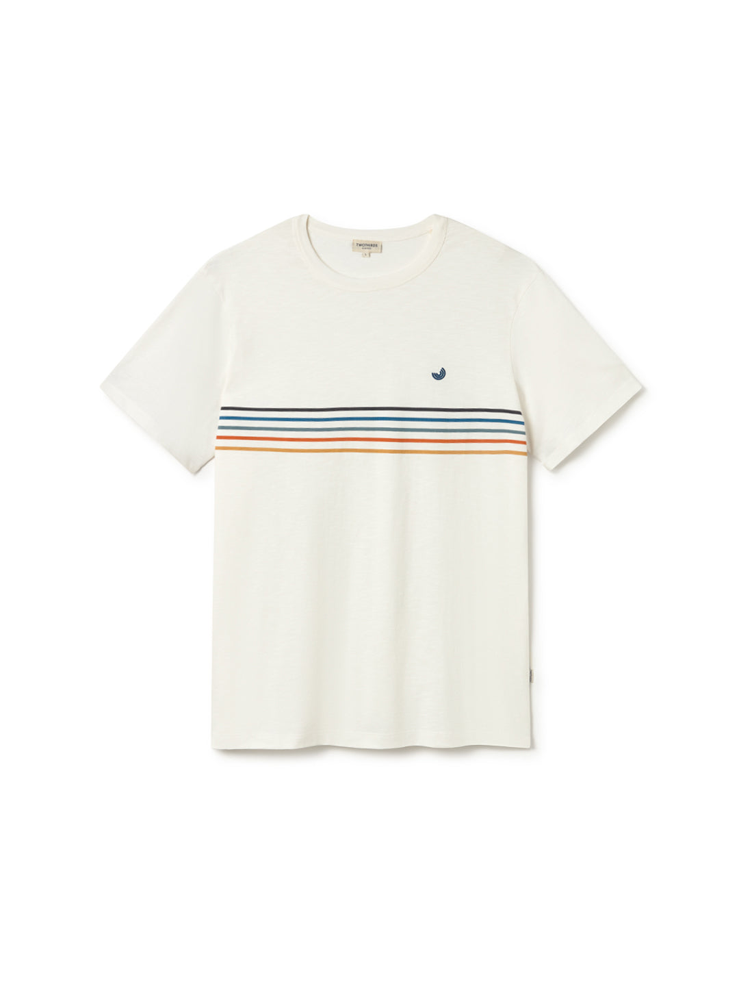 T-shirt à manches courtes Hauula de TwoThirds en blanc avec cinq rayures au niveau de la poitrine pour hommes, vue de face